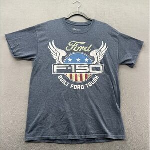 Ford F-150 Shirt Mens Sz L Built Ford Tough Graphic Tee Navy Blue Short Sleeve
